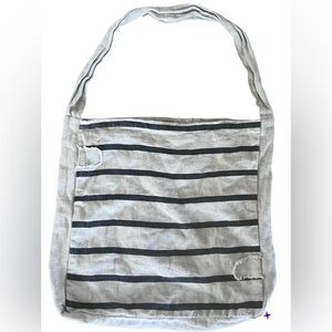 Sugarboo & Co Striped Linen Crossbody Tote Bag /Beach Bag — Gray & Black